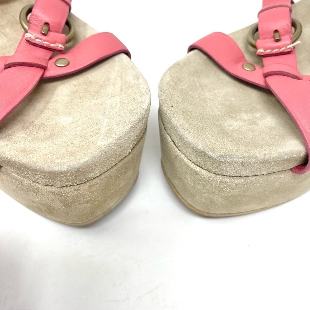 New Miu Miu Pink Leather Flatform Sandals Size 40 - Picture 14 of 14